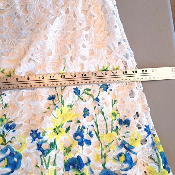 Btween Floral CottagecoreTextured Sheath Dress 14 White Blue Green‎ Lace - Picture 7 of 8